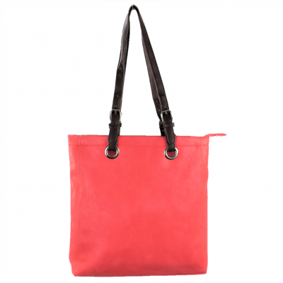 9033 - CORAL  LEATHER SHOPPING BAG
